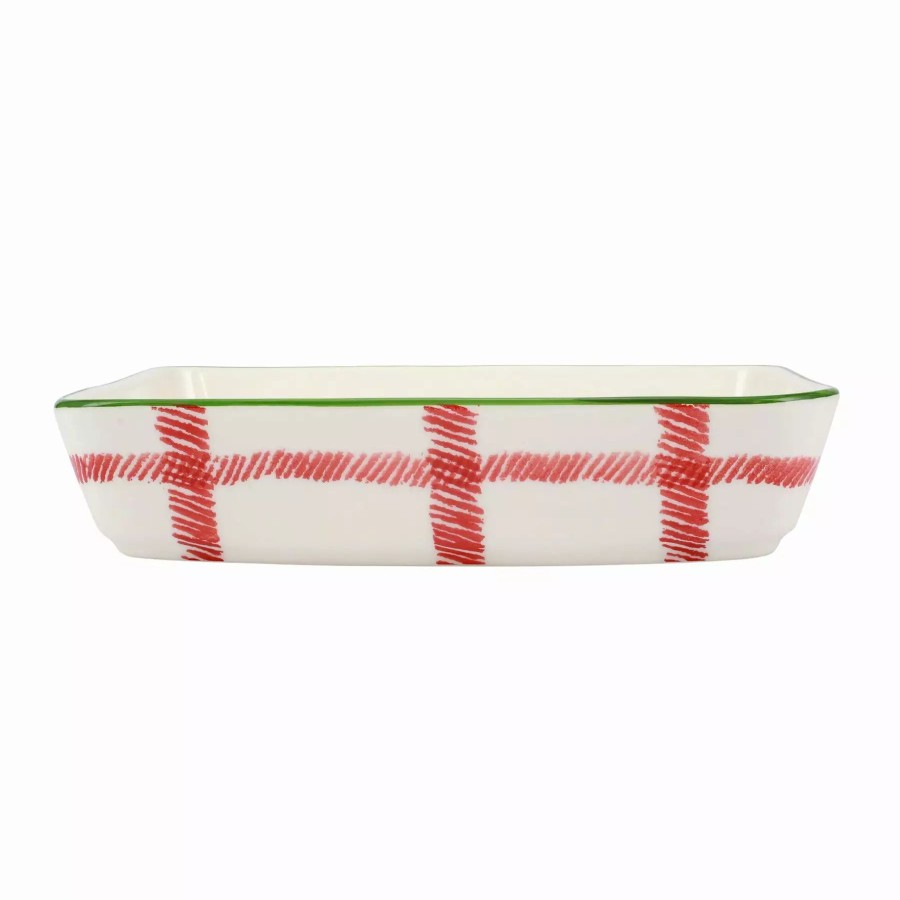 Sets * | Viva By Vietri Mistletoe Plaid Rectangular Baker