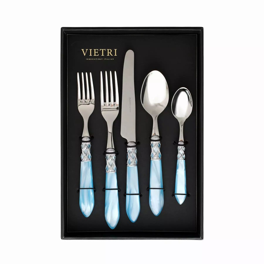 Flatware * | Vietri Aladdin Brilliant Light Blue Five-Piece Place Setting Set Of 4