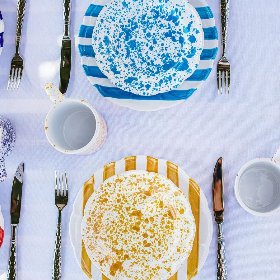 Dinnerware * | Vietri Amalfitana Aqua Splatter Salad Plate