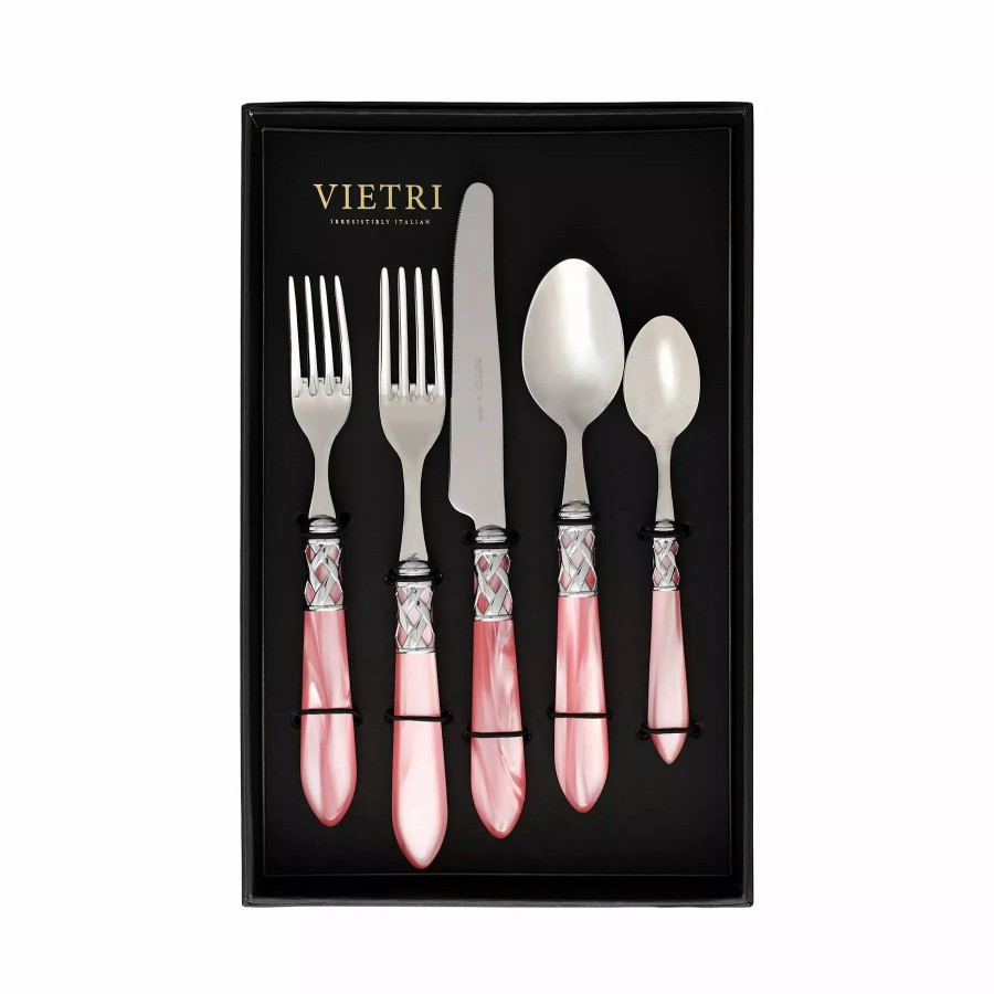 Flatware * | Vietri Aladdin Brilliant Light Pink Five-Piece Place Setting Set Of 4