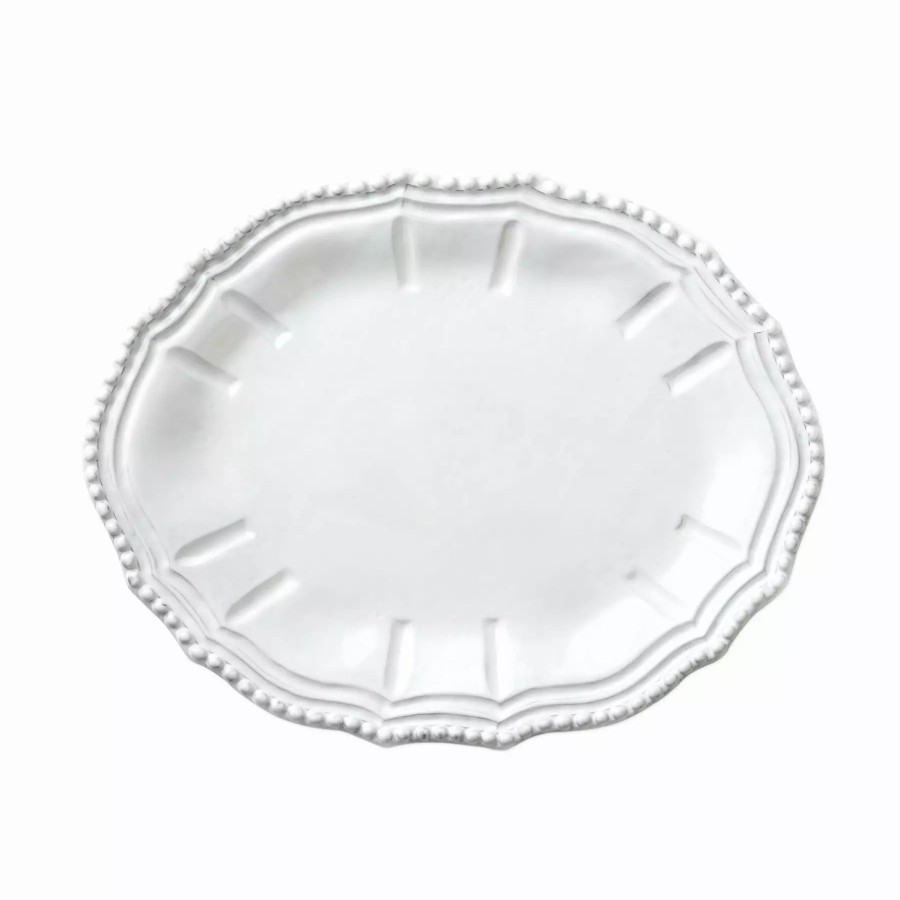 Serveware * | Vietri Incanto White Baroque Small Oval Platter