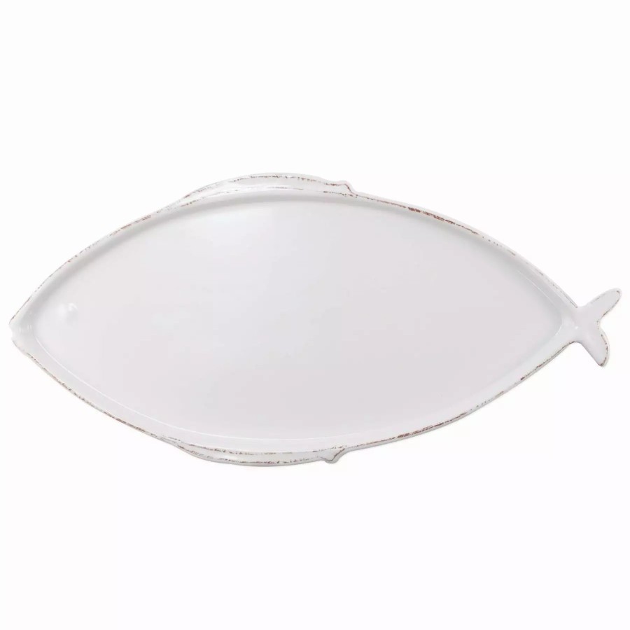 Dinnerware * | Vietri Melamine Lastra Fish White Large Oval Platter