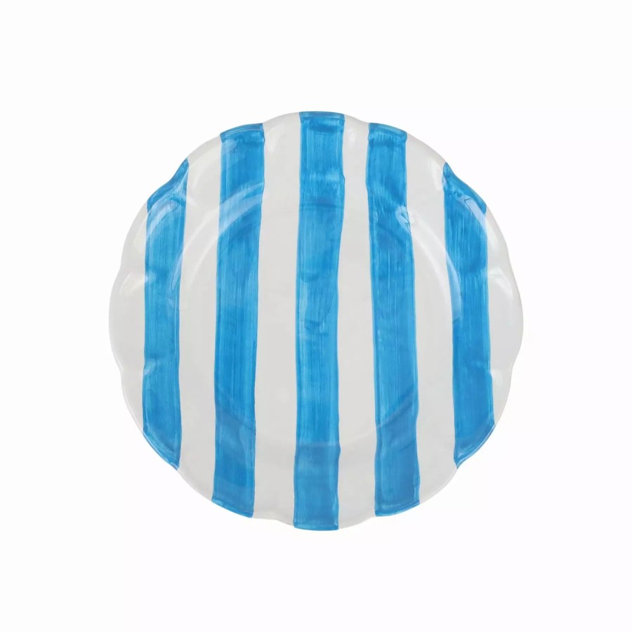 Dinnerware * | Vietri Amalfitana Aqua Stripe Salad Plate