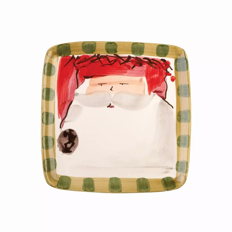 Dinnerware * | Vietri Old St. Nick Square Salad Plate Red Hat