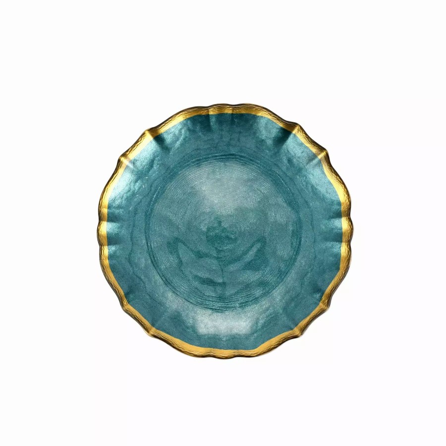 Dinnerware * | Viva By Vietri Baroque Glass Teal Cocktail Plate