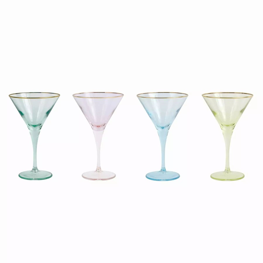 Flatware * | Viva By Vietri Rainbow Assorted Martini Glasses Set Of 4