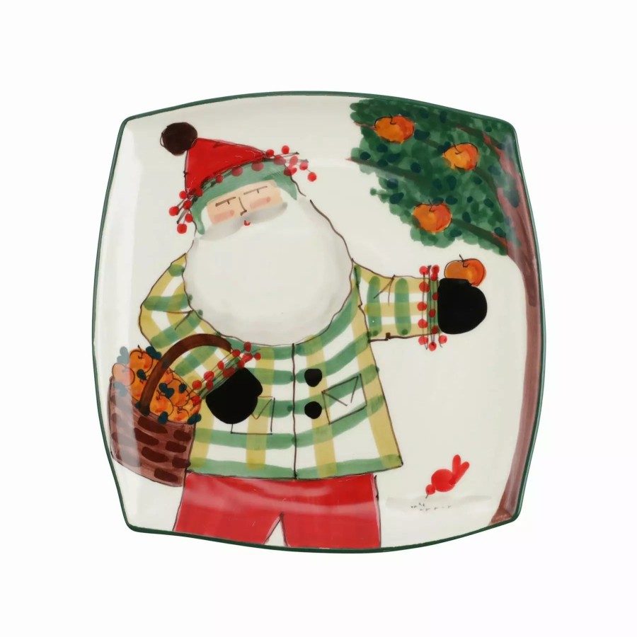 Serveware * | Vietri Old St. Nick Square Platter W/ Apples