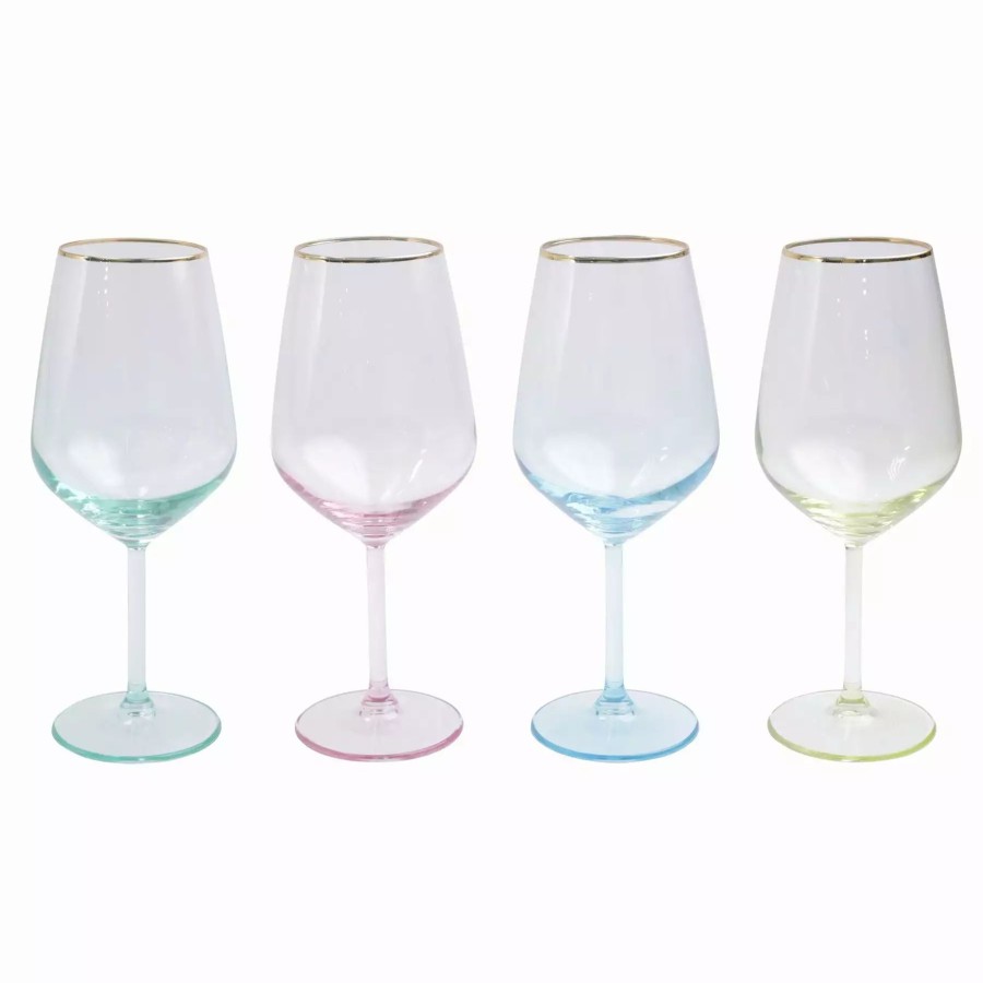 Flatware * | Viva By Vietri Rainbow Assorted Wine Glasses Set Of 4