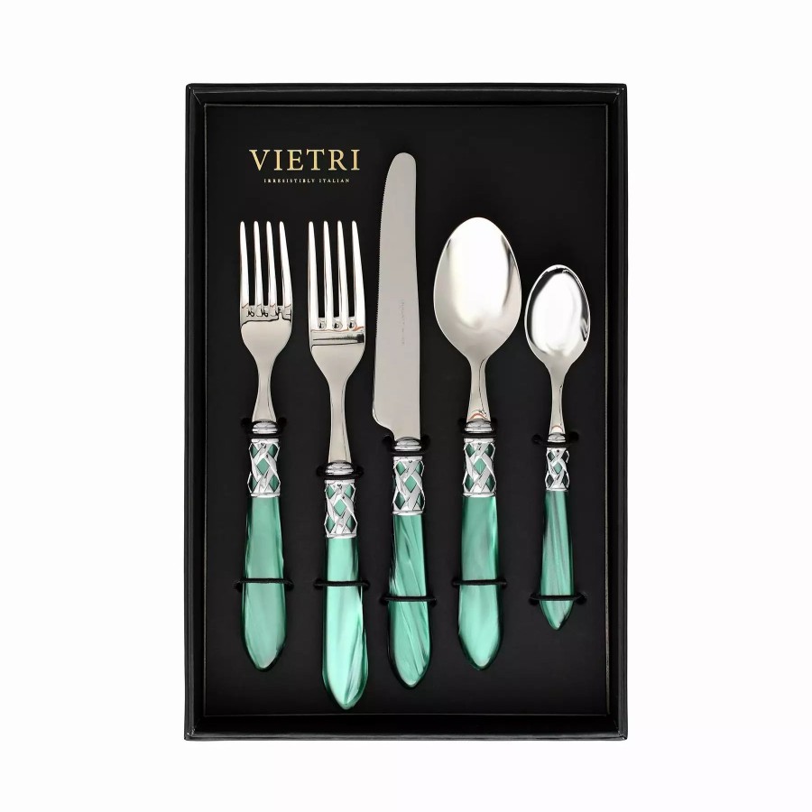 Flatware * | Vietri Aladdin Brilliant Green Five-Piece Place Setting Set Of 4