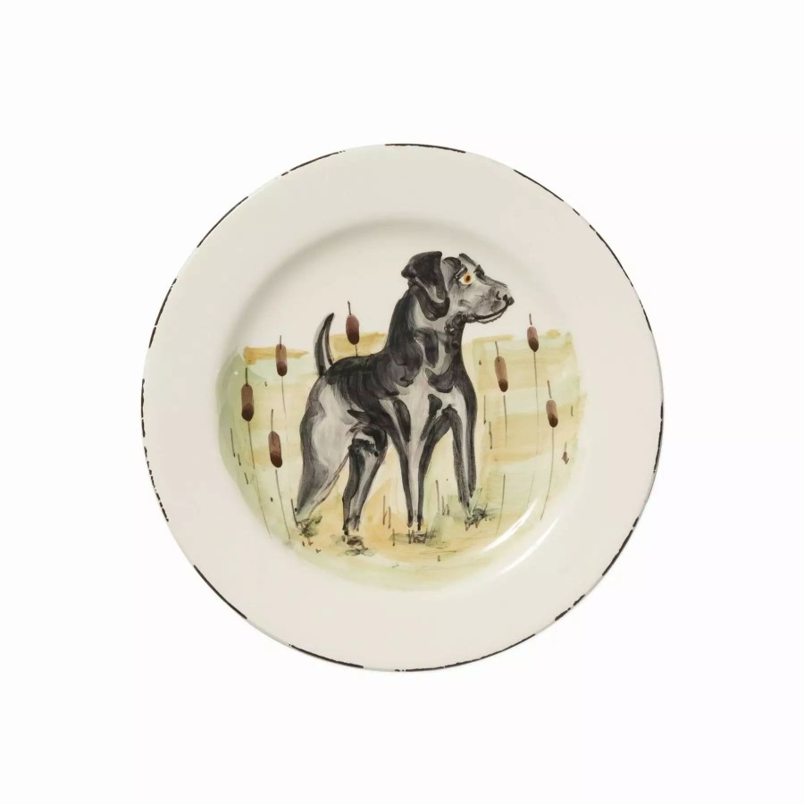 Dinnerware * | Vietri Wildlife Black Hunting Dog Salad Plate