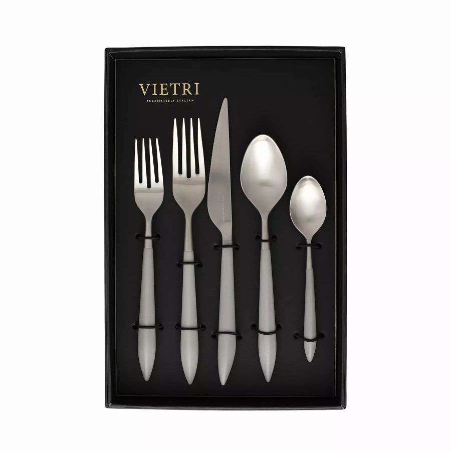 Flatware * | Vietri Ares Argento & Light Gray Five-Piece Place Setting Set Of 4