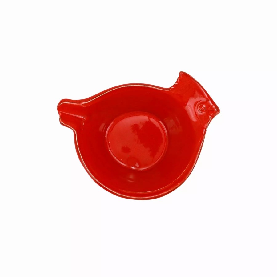 Serveware * | Vietri Lastra Holiday Figural Red Bird Dipping Bowl