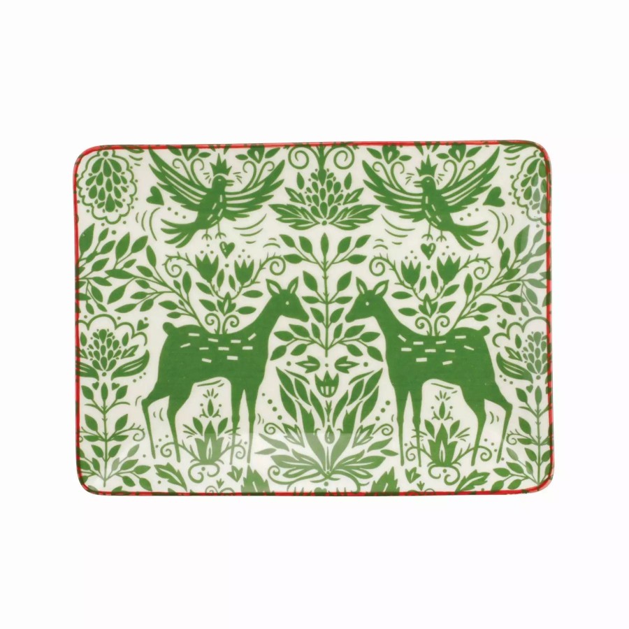 Serveware * | Viva By Vietri Mistletoe Small Rectangular Platter