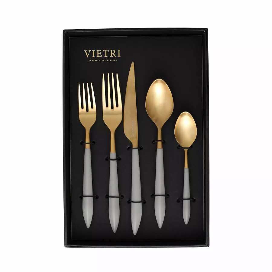 Flatware * | Vietri Ares Oro & Light Gray Five-Piece Place Setting Set Of 4