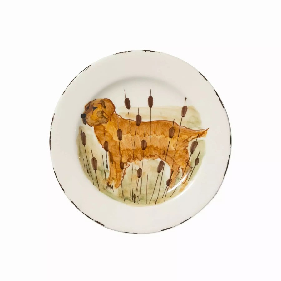 Dinnerware * | Vietri Wildlife Hunting Dog Salad Plate