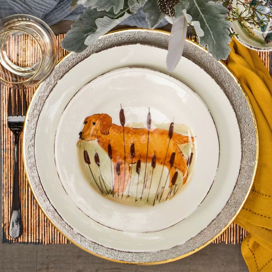 Dinnerware * | Vietri Wildlife Hunting Dog Salad Plate