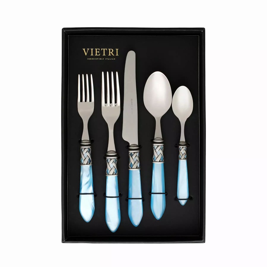 Flatware * | Vietri Aladdin Antique Light Blue Five-Piece Place Setting Set Of 4