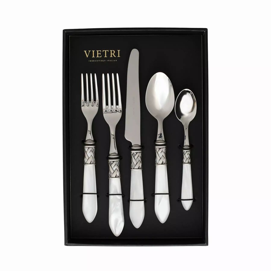 Flatware * | Vietri Aladdin Antique White Five-Piece Place Setting Set Of 4