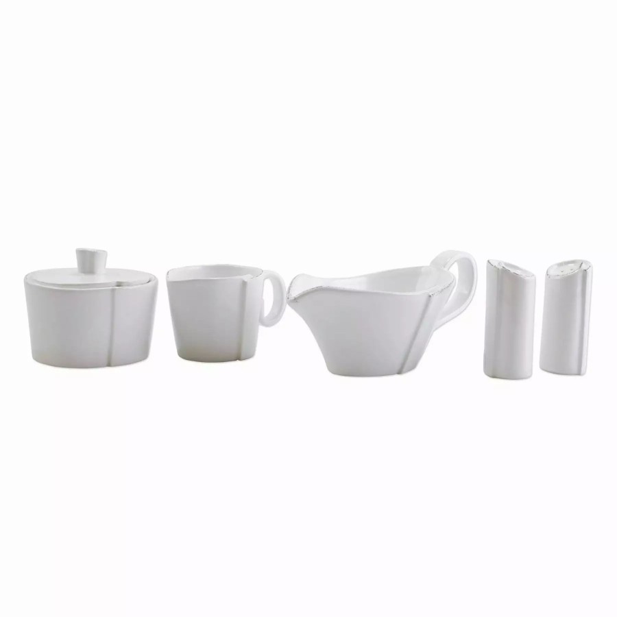 Sets * | Vietri Lastra White Accessories Set