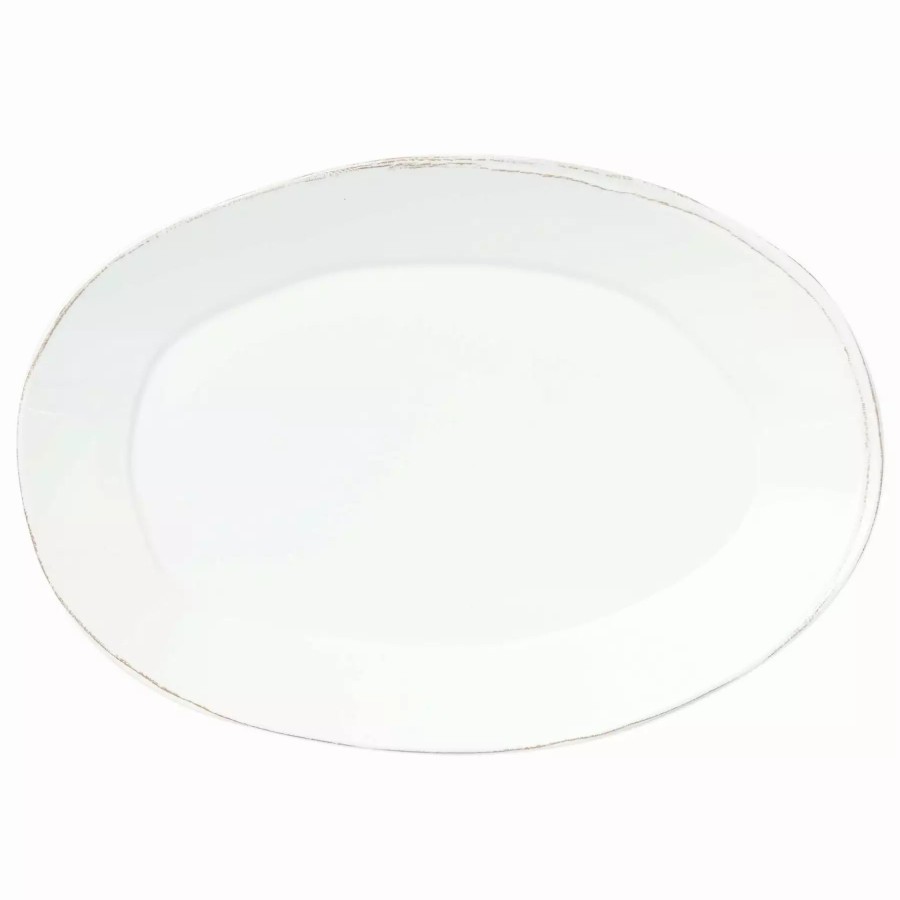 Dinnerware * | Vietri Melamine Lastra White Oval Platter