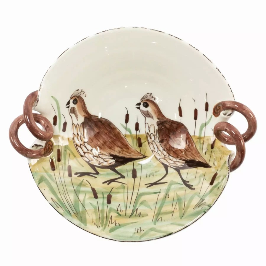 Serveware * | Vietri Wildlife Quail Handled Scallop Bowl