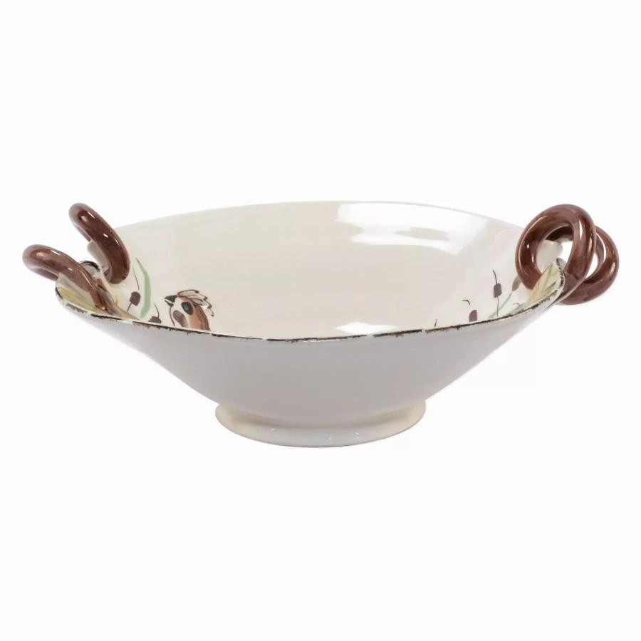 Serveware * | Vietri Wildlife Quail Handled Scallop Bowl