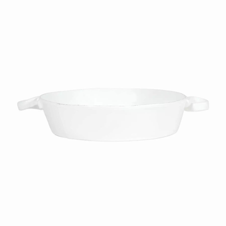 Sets * | Vietri Lastra White Handled Round Baker