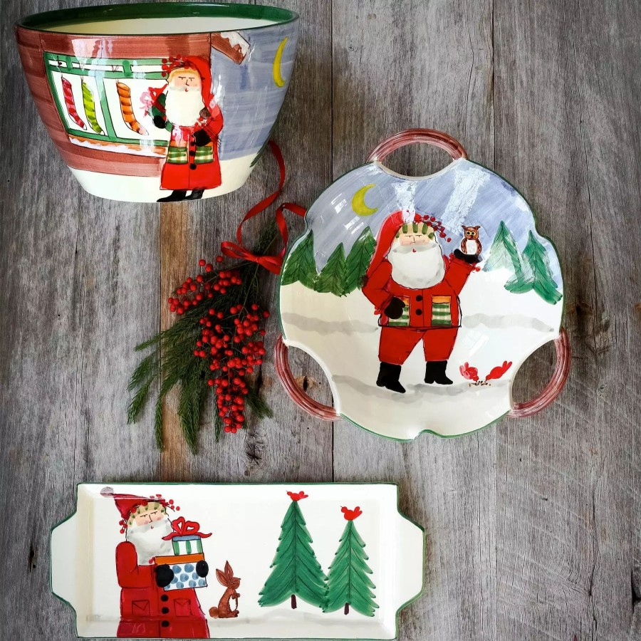 Serveware * | Vietri Old St. Nick Large Deep Bowl Santa W/ Stockings