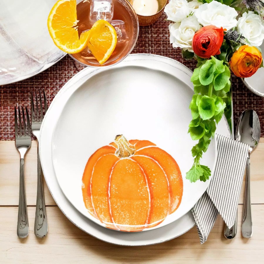 Dinnerware * | Vietri Pumpkins Salad Plate Orange Small Pumpkin