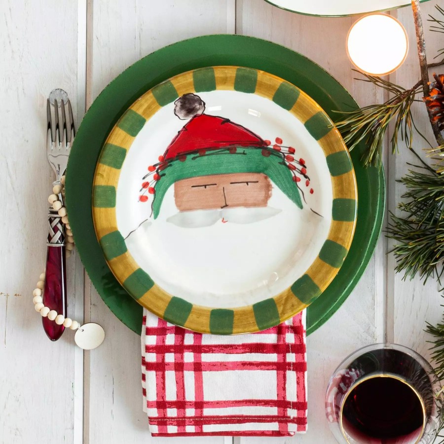 Dinnerware * | Vietri Old St. Nick Multicultural Round Salad Plate Green Hat