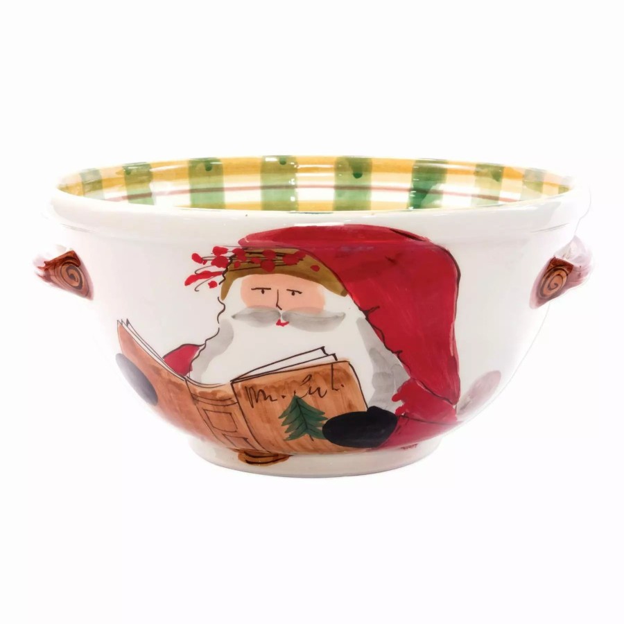 Serveware * | Vietri Old St. Nick Medium Handled Bowl W/ Santa Reading