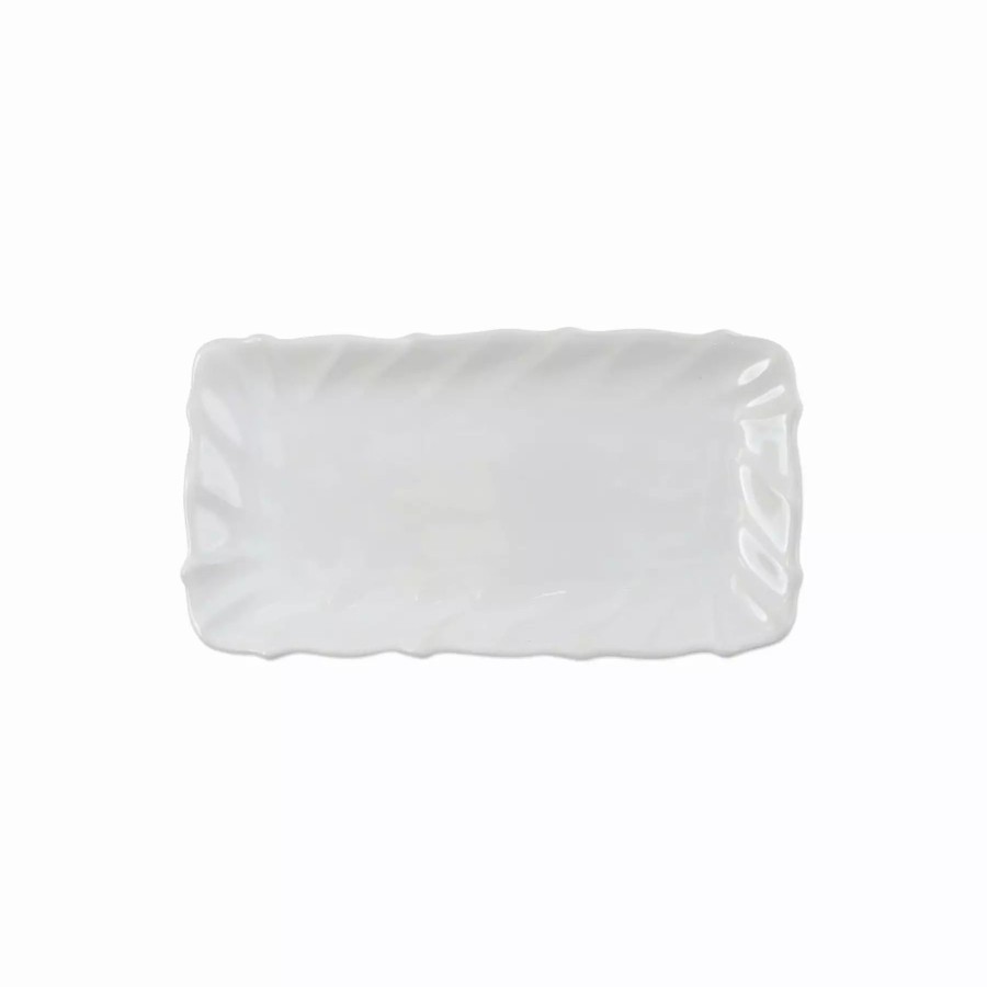 Serveware * | Vietri Incanto Stone White Ruffle Rectangular Tray