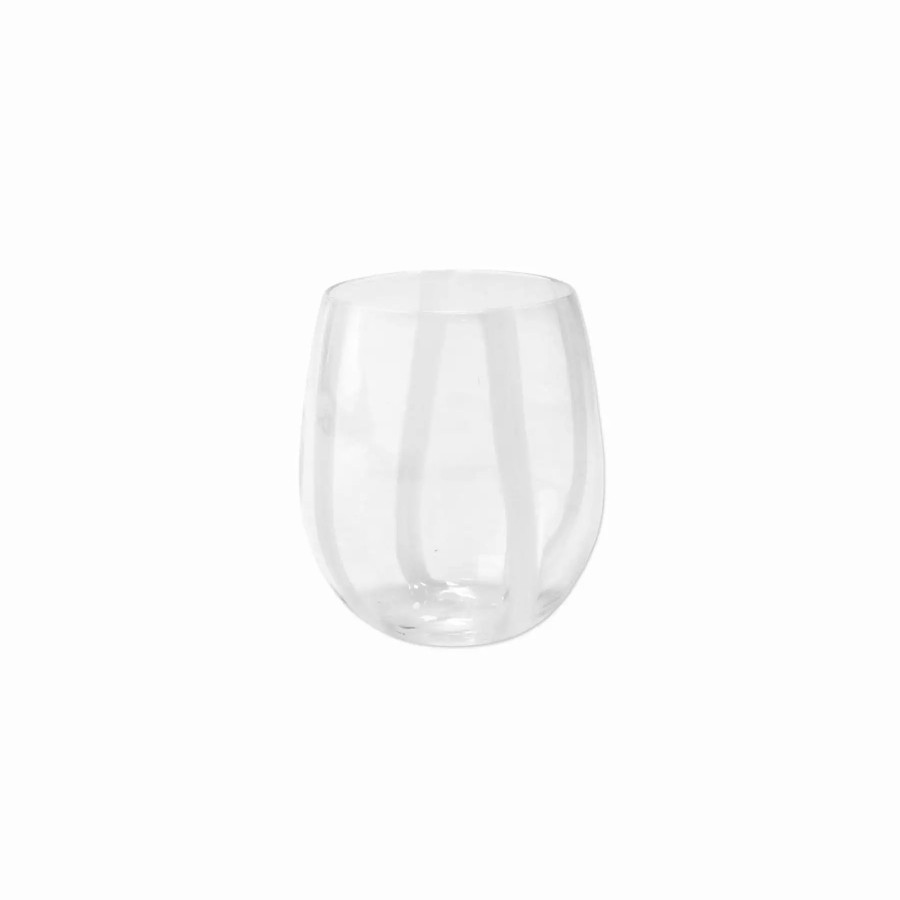 Flatware * | Vietri Stripe White Stemless Wine Glass