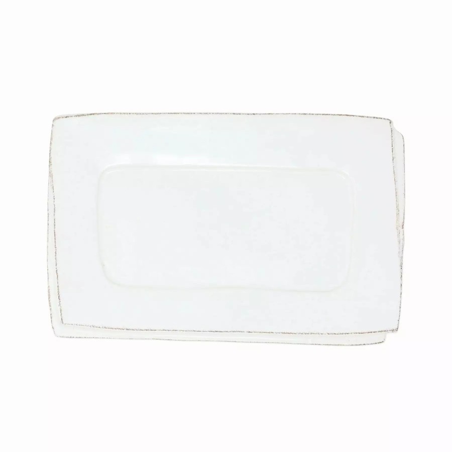 Serveware * | Vietri Lastra White Small Rectangular Tray