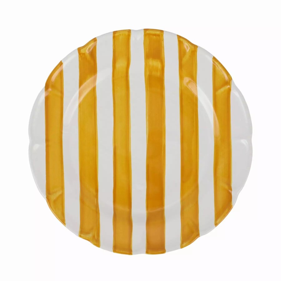 Dinnerware * | Vietri Amalfitana Yellow Stripe Dinner Plate