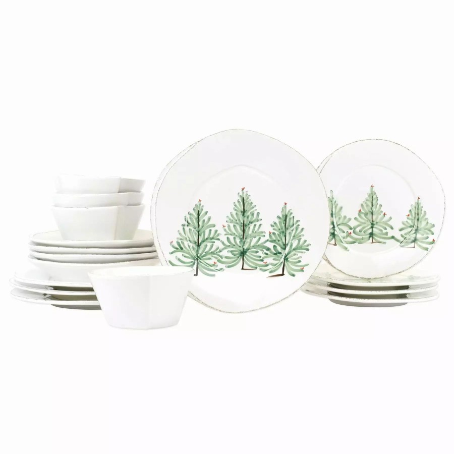 Sets * | Vietri Lastra Holiday Sixteen-Piece Place Setting