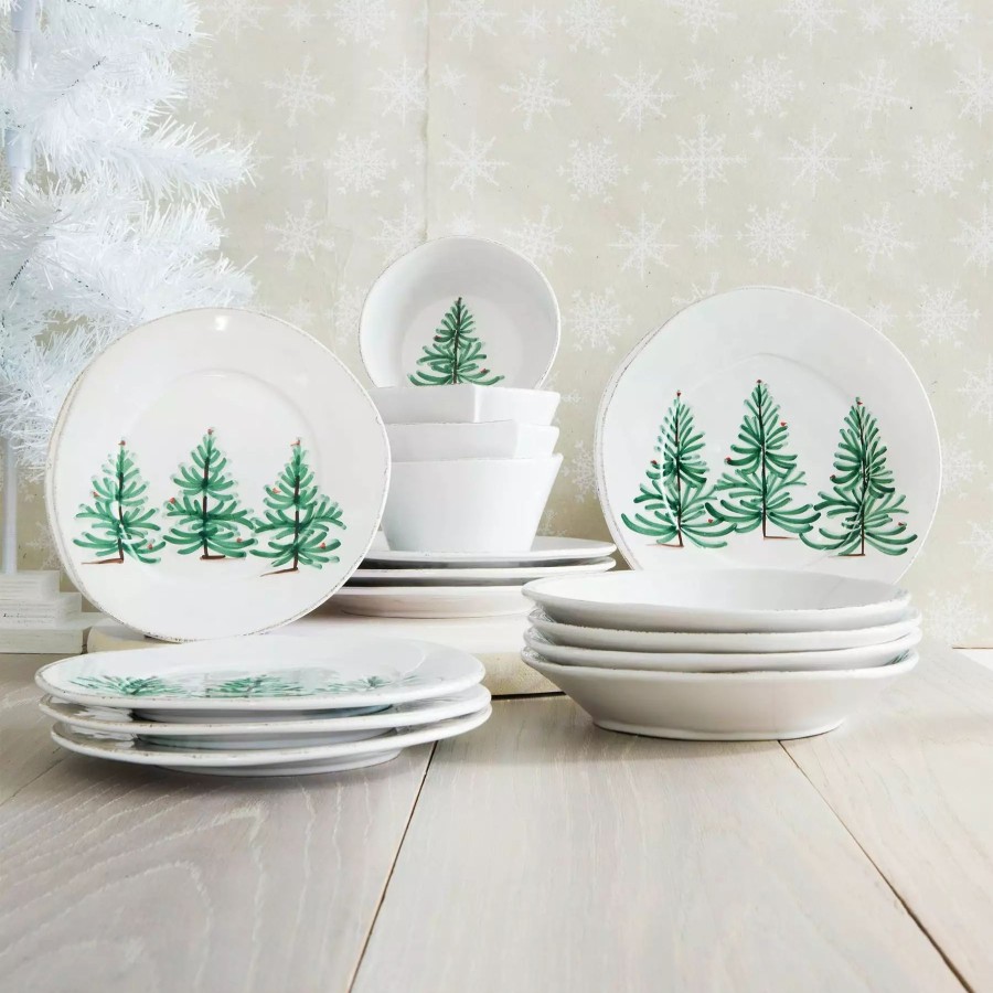 Sets * | Vietri Lastra Holiday Sixteen-Piece Place Setting