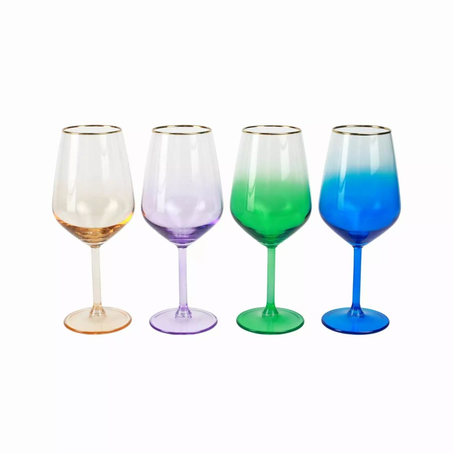 Flatware * | Viva By Vietri Rainbow Jewel Tone Assorted Wine Glasses Set Of 4