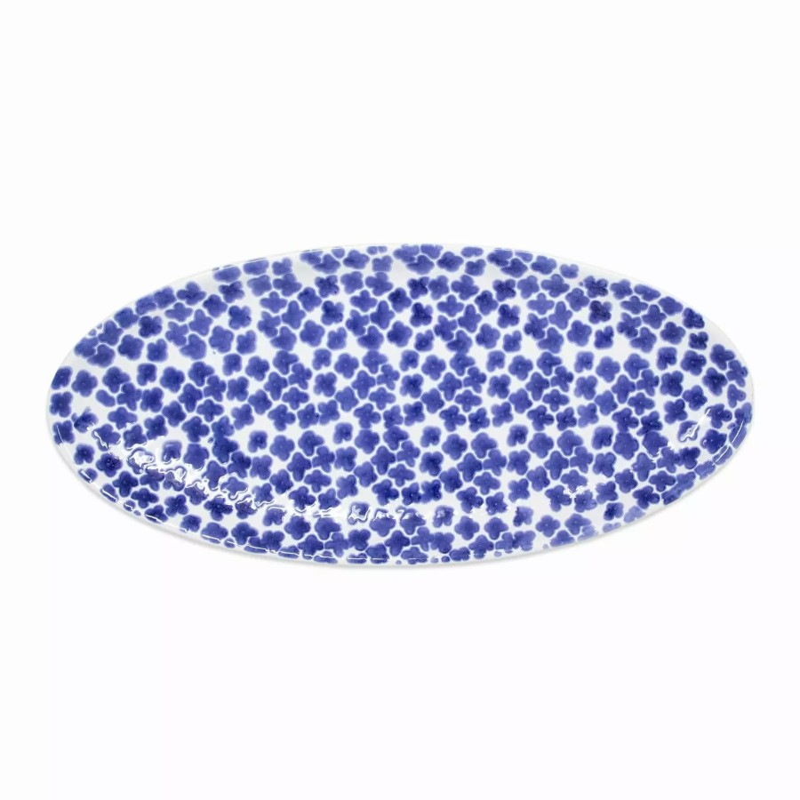 Serveware * | Viva By Vietri Santorini Flower Narrow Oval Platter