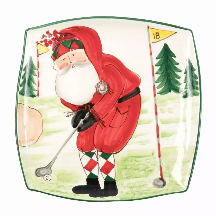 Serveware * | Vietri Old St. Nick Square Platter Golfing